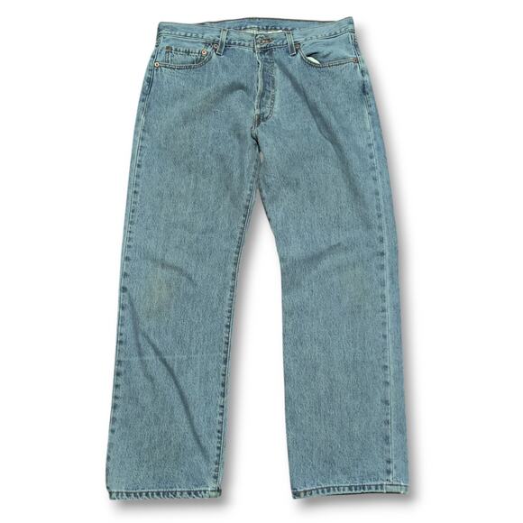 Vintage Levis 501 Jeans Mens 34 x 29 Light Washed Button Fly Pants Y2K - Picture 1 of 9